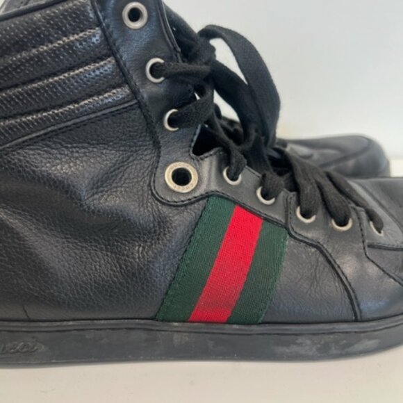 GUCCI coda Guccissima black leather high-top sneakers 221825 size11 - Picture 5 of 11